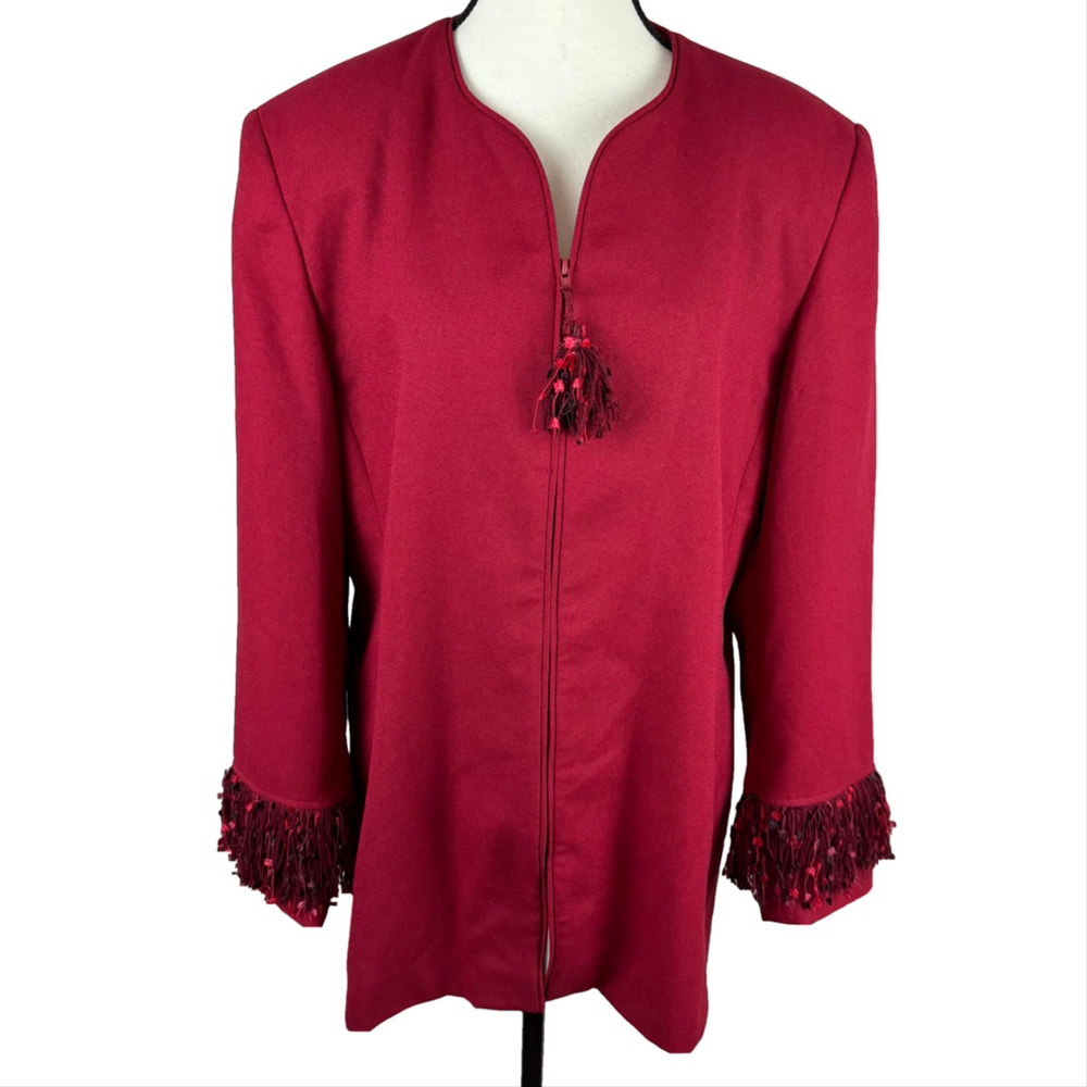 Laura Henson Vintage Red Full Zip Blazer Jacket Women's 16 - Picture 2 of 10